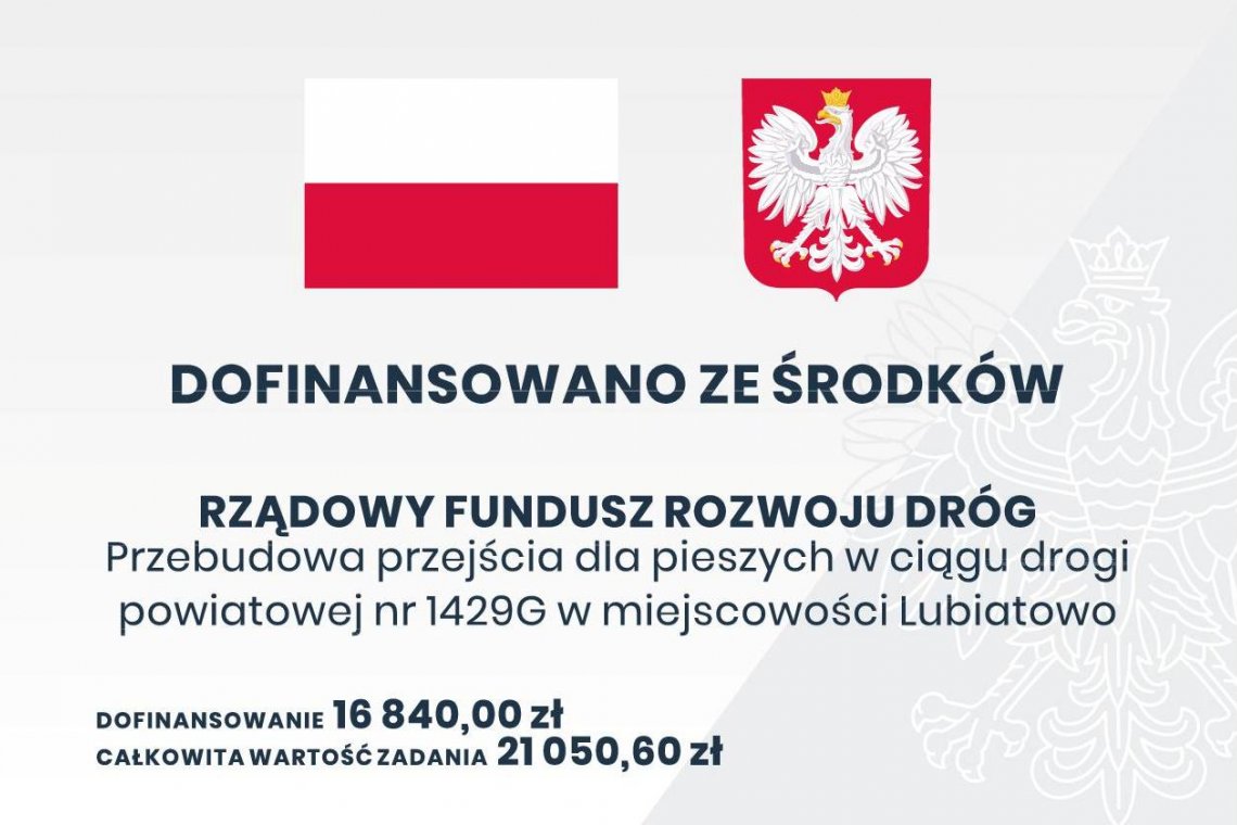 Przebudowa przejścia dla pieszych w ciągu drogi powiatowej nr 1429G w miejscowości Lubiatowo