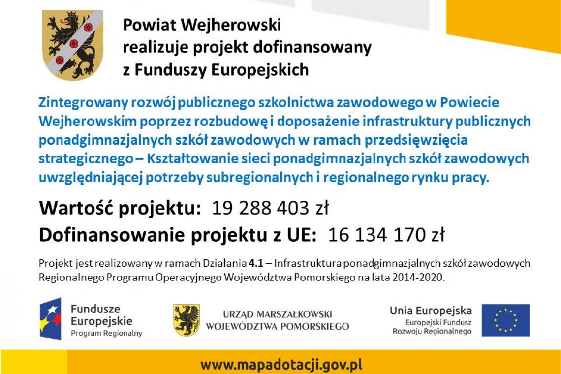  PROJEKT POWIATU WEJHEROWSKIEGO  NR RPPM.04.01.00-22-005/16-00