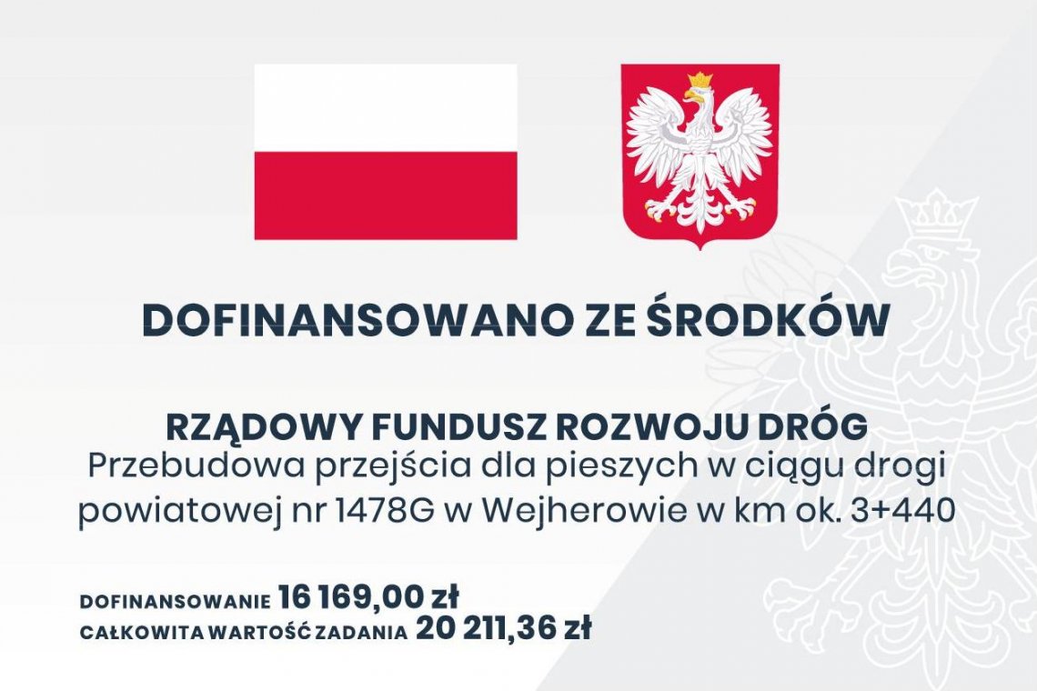 Przebudowa przejścia dla pieszych w ciągu drogi powiatowej nr 1478G w Wejherowie w km ok. 3+440